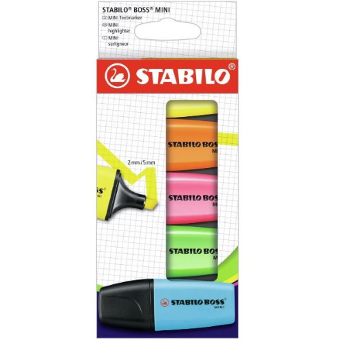 STABILO BOSS MINI EVIDENZIATORE ASTUCCIO COLORI ASSORTITI CONF 5 Pz.